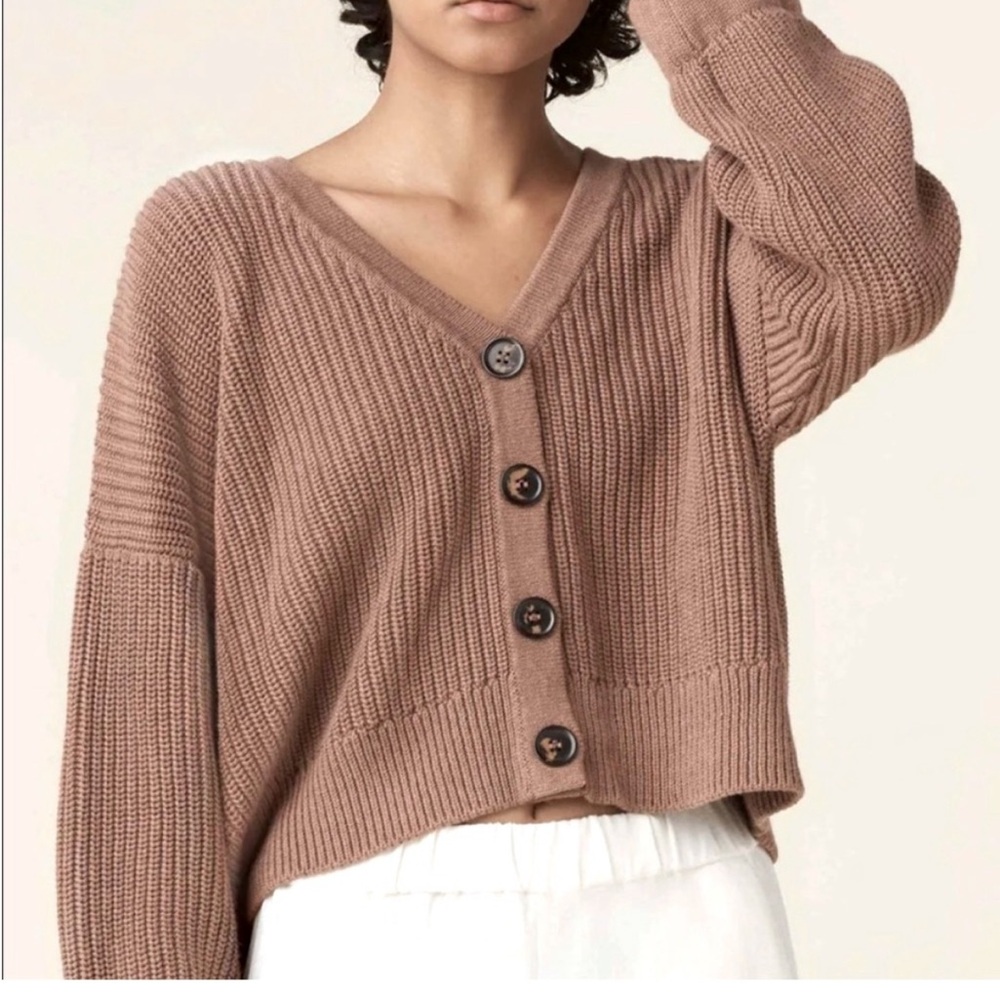 Vetta organic cotton made in usa taupe oversized cardigan xl EUC